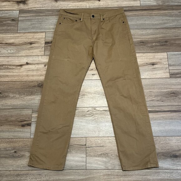 Men's Levis 505 Regular Fit Pants SZ 36x32 Tan Modern Stretch White Tab - Picture 1 of 13